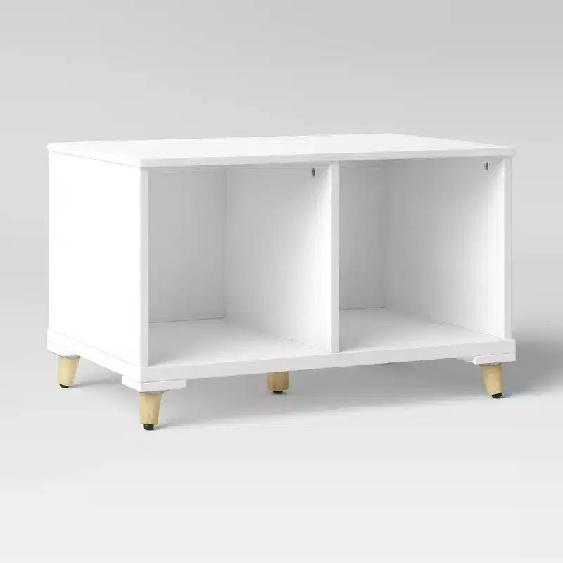 Modern Kids' Toy Storage Bench - Pillowfort™: White MDF Decorative Cabinet, Divided Storage, 28.86" Width