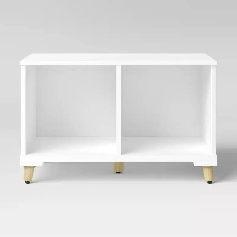Modern Kids' Toy Storage Bench - Pillowfort™: White MDF Decorative Cabinet, Divided Storage, 28.86" Width