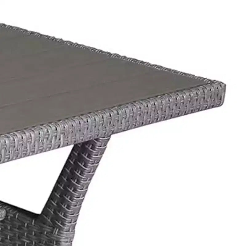 Royal Hampton Outdoor Dining Table, 57 Inch Top W/ Shelf, Gray Rattan Woven