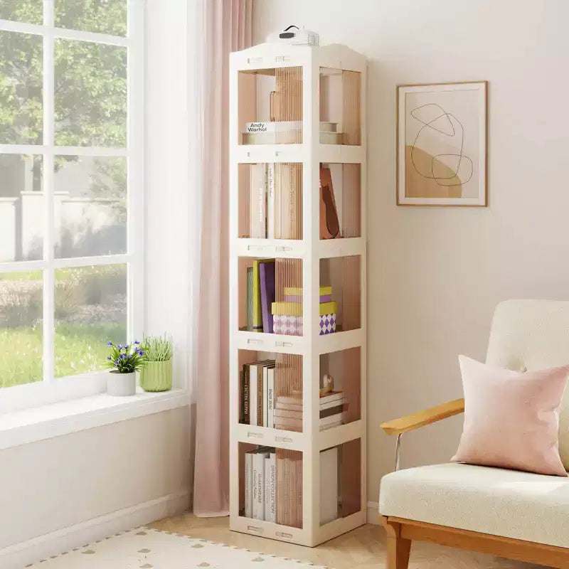 Costway 360 Spinning Bookcase with Swivel Base, 5-Tier Revolving Bookshelf Tower for Study