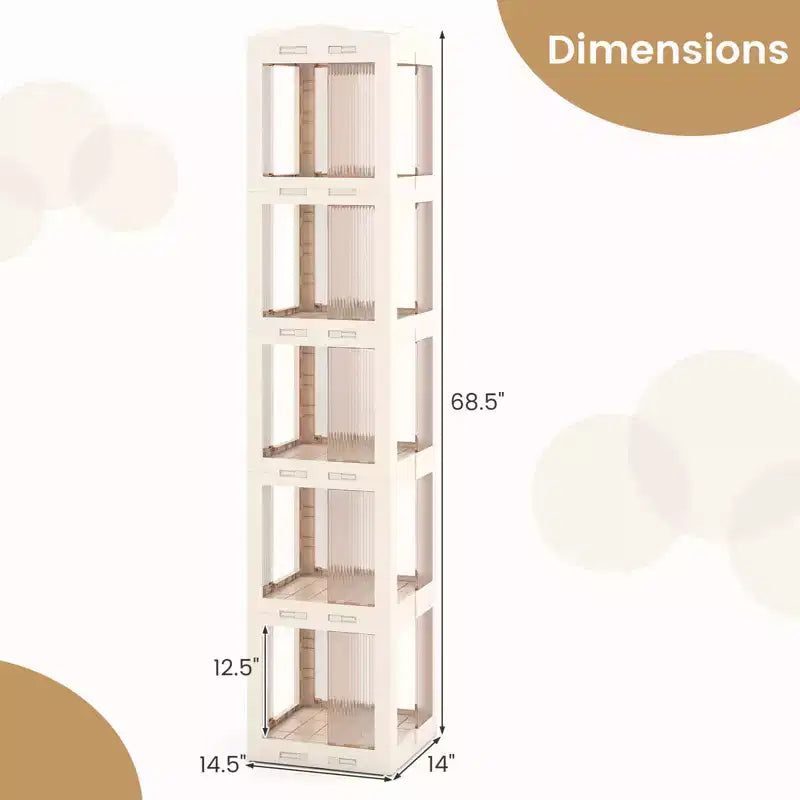 Costway 360 Spinning Bookcase with Swivel Base, 5-Tier Revolving Bookshelf Tower for Study