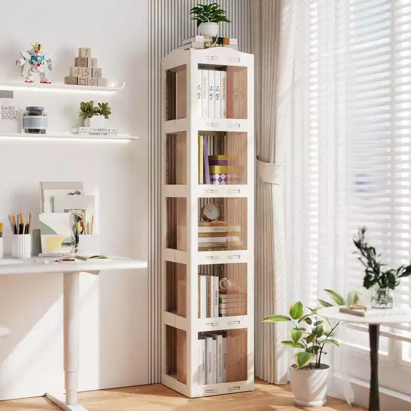Costway 360 Spinning Bookcase with Swivel Base, 5-Tier Revolving Bookshelf Tower for Study