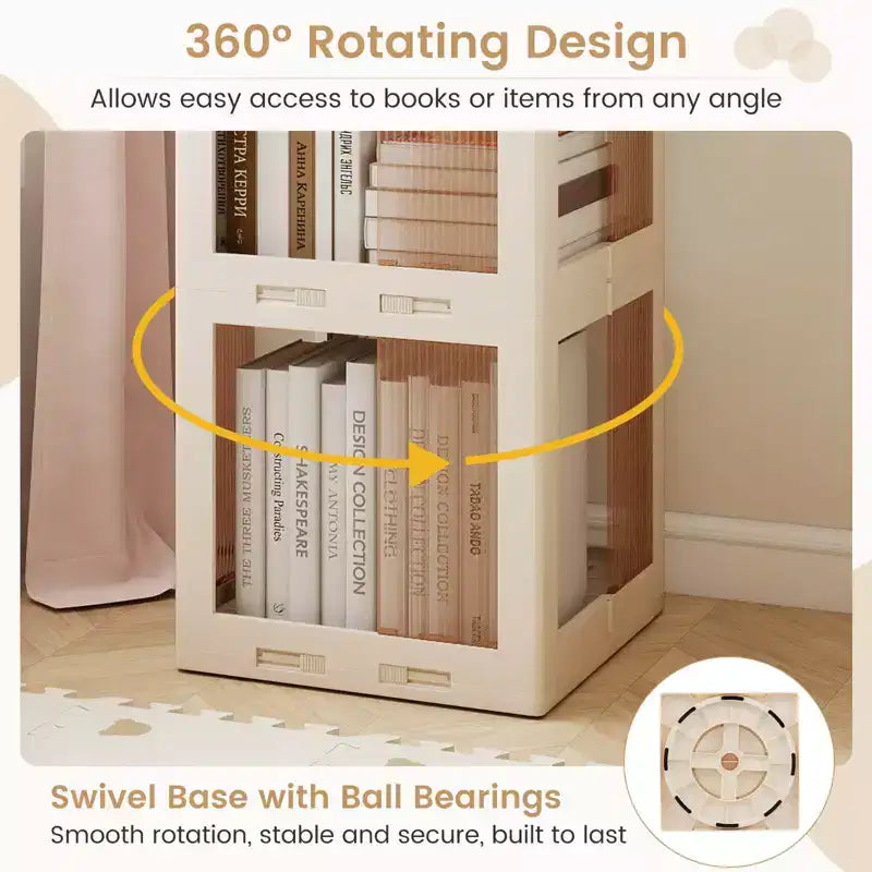 Costway 360 Spinning Bookcase with Swivel Base, 5-Tier Revolving Bookshelf Tower for Study