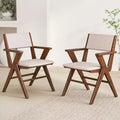 Costway Wooden Dining Chair Set of 2 w/ Rubber Wood Frame Padded Seat & Back Armrests