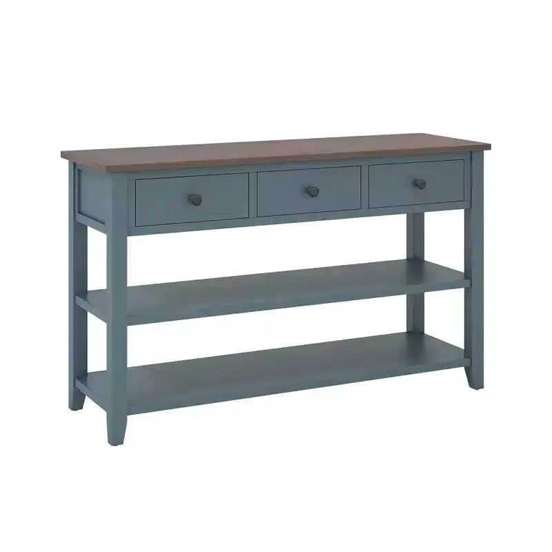 Costway 50 Farmhouse Entryway Table w/3 Storage Drawers and 2 Open Shelves for Hallway