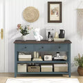 Costway 50 Farmhouse Entryway Table w/3 Storage Drawers and 2 Open Shelves for Hallway