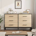 Wide 6-Drawer Dresser, Freestanding Wooden Storage Chest with Large Capacity for Bedroom, Living Room & Entryway