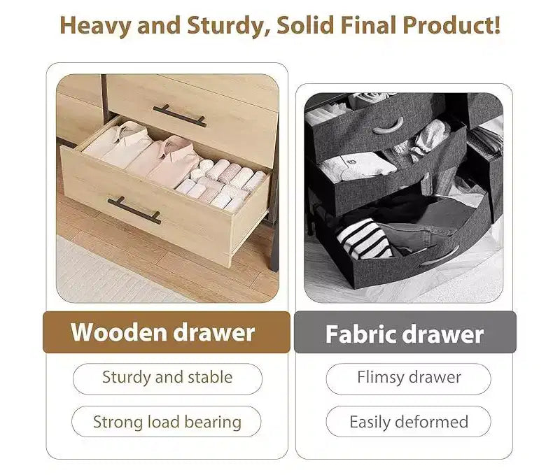 Wide 6-Drawer Dresser, Freestanding Wooden Storage Chest with Large Capacity for Bedroom, Living Room & Entryway