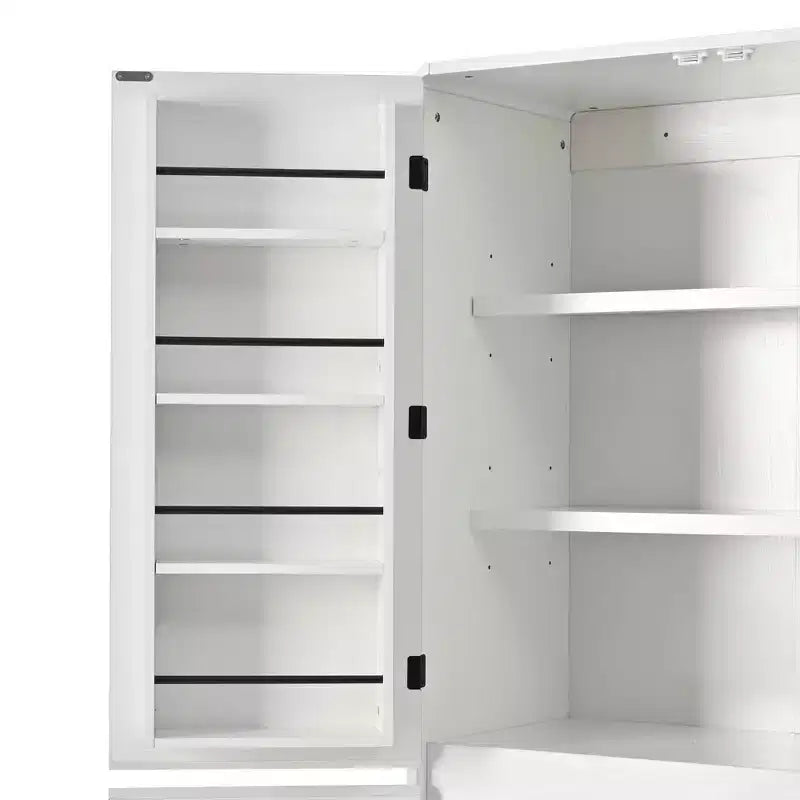 MAYEERTY 72 Farmhouse Kitchen Pantry, 8 Door Shelves Curved Design, Kitchen Dining Bathroom, White