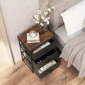 Costway 2PCS Fabric Bedside Table 3 Drawers Nightstand Small Dresser Bedroom Living Room