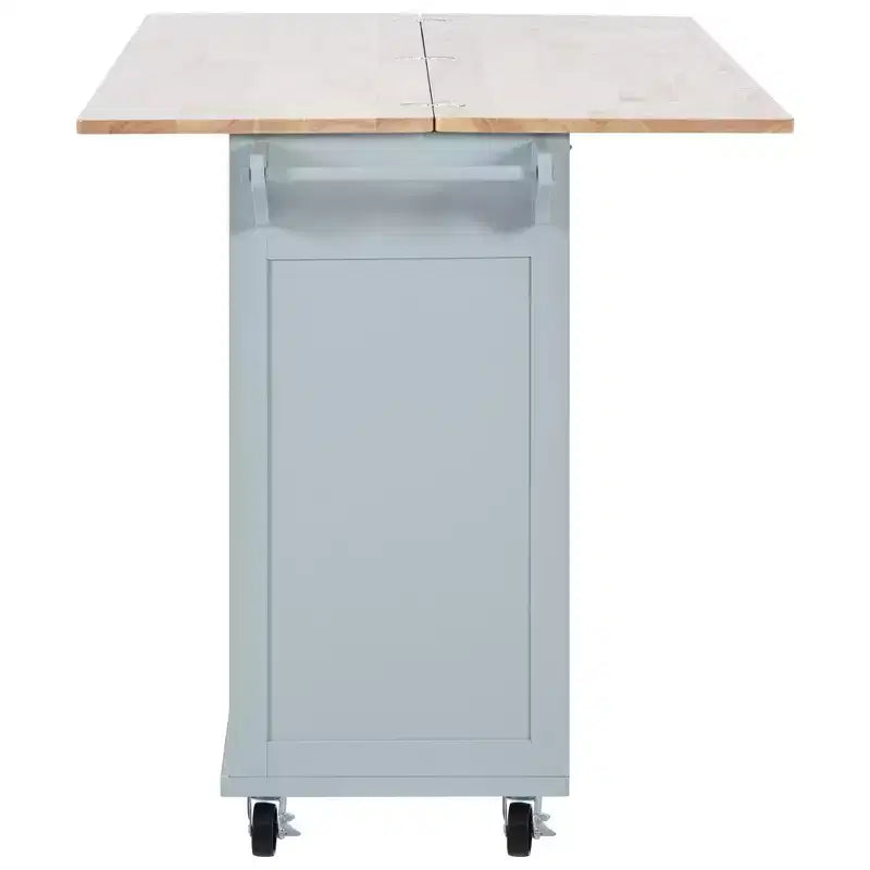 Kitchen Island with Foldable Counter Top, Rolling Kitchen Cart on Wheels, Kitchen Storage Cart with Slide-Out Shelf, Towel Rack and Drawer