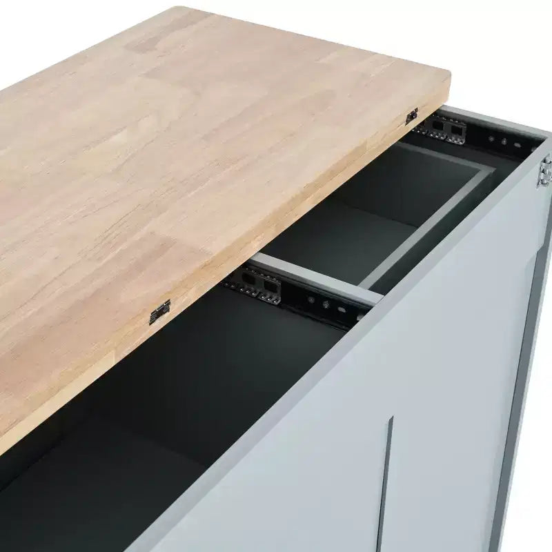 Kitchen Island with Foldable Counter Top, Rolling Kitchen Cart on Wheels, Kitchen Storage Cart with Slide-Out Shelf, Towel Rack and Drawer