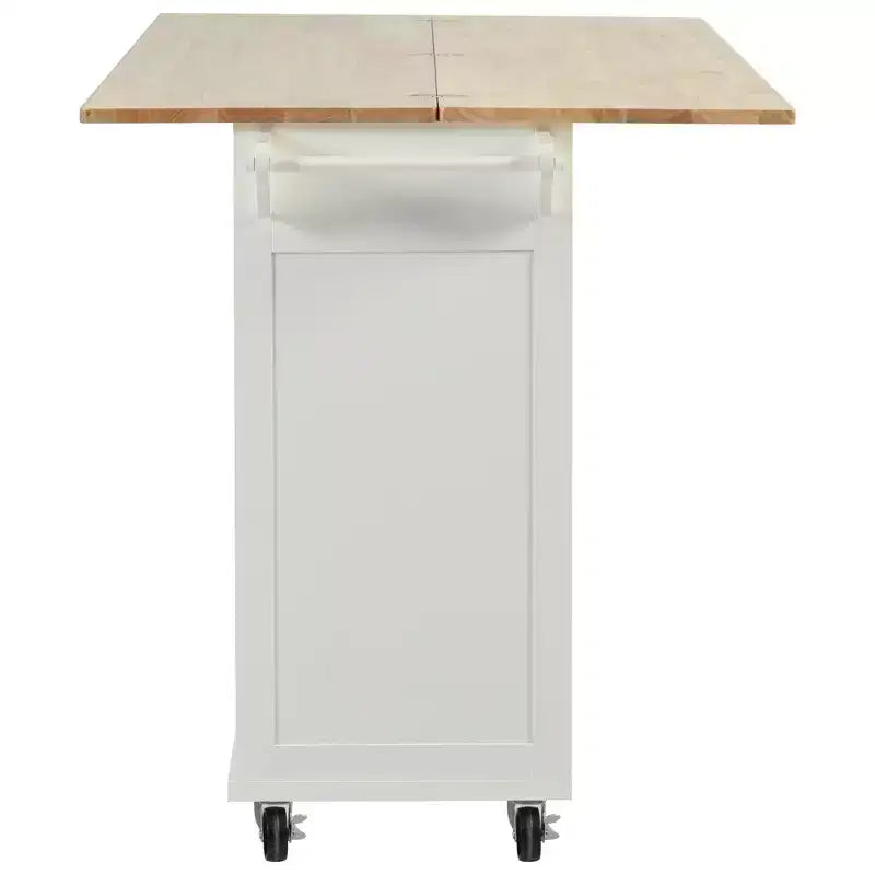 Kitchen Island with Foldable Counter Top, Rolling Kitchen Cart on Wheels, Kitchen Storage Cart with Slide-Out Shelf, Towel Rack and Drawer