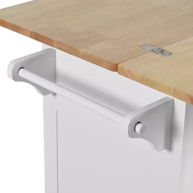Kitchen Island with Foldable Counter Top, Rolling Kitchen Cart on Wheels, Kitchen Storage Cart with Slide-Out Shelf, Towel Rack and Drawer