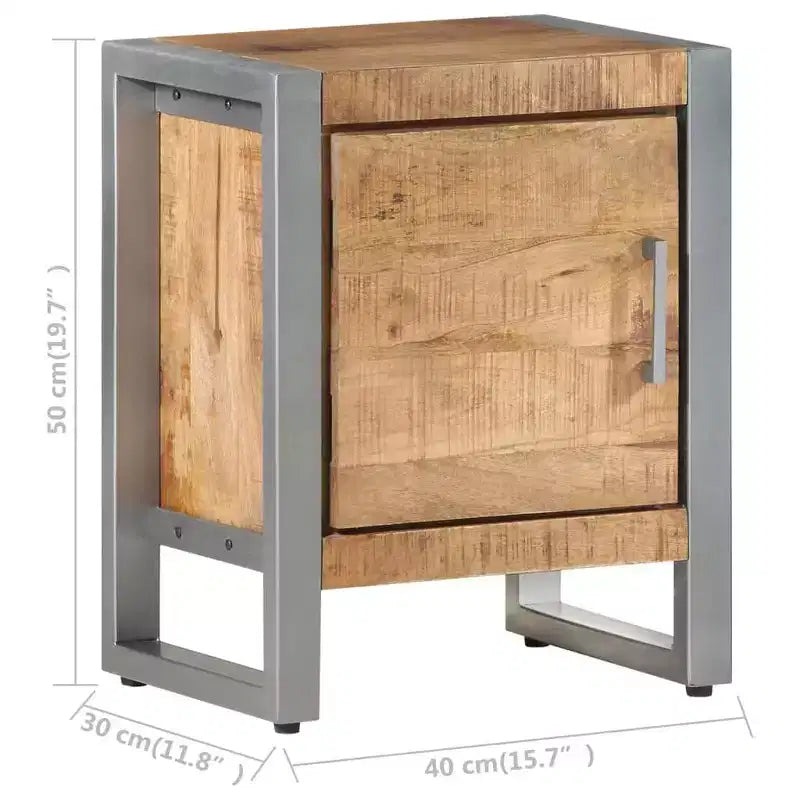 vidaXL Bedside Cabinet 15.7x11.8x19.7 Rough Mango Wood