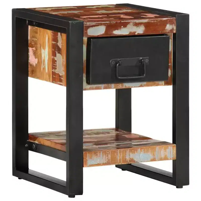 vidaXL Bedside Cabinet Multicolor Solid reclaimed wood, iron