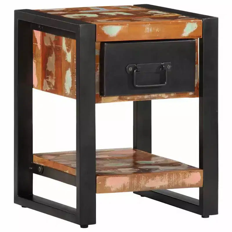 vidaXL Bedside Cabinet Multicolor Solid reclaimed wood, iron