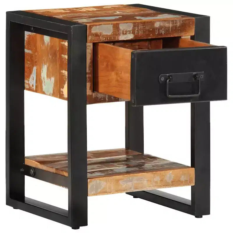 vidaXL Bedside Cabinet Multicolor Solid reclaimed wood, iron