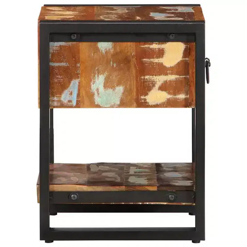 vidaXL Bedside Cabinet Multicolor Solid reclaimed wood, iron