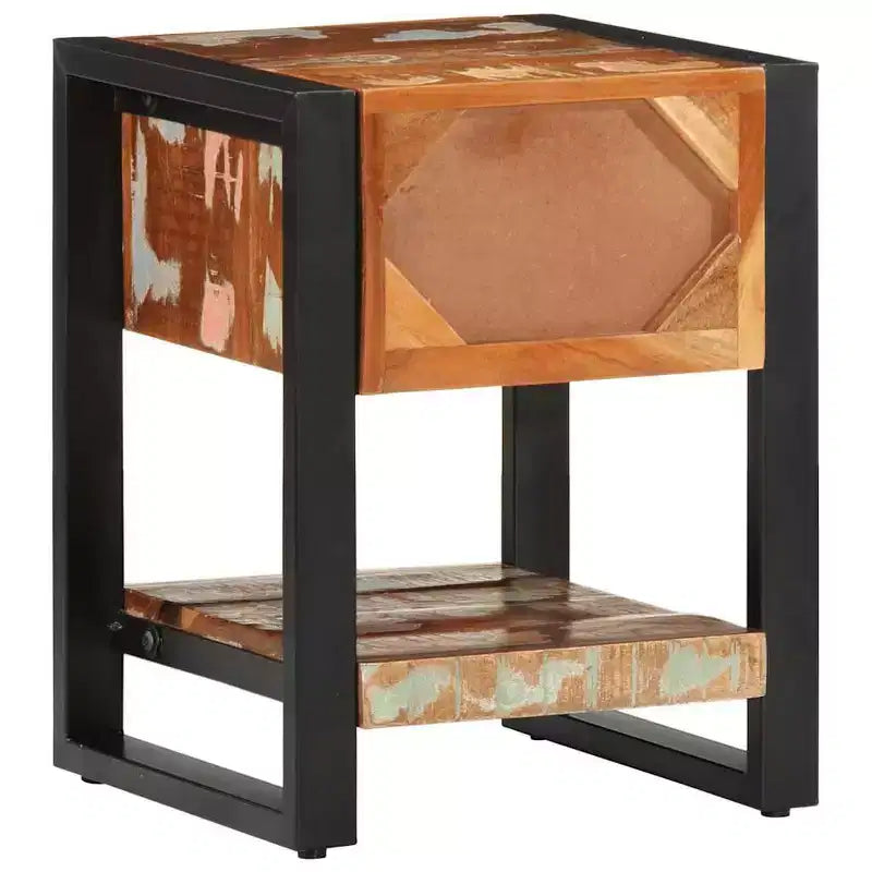 vidaXL Bedside Cabinet Multicolor Solid reclaimed wood, iron
