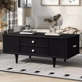 JVNOXK 47.2-inch contemporary side table with four drawers, featuring concealed storage compartments on both sides, metal handles and solid wood legs