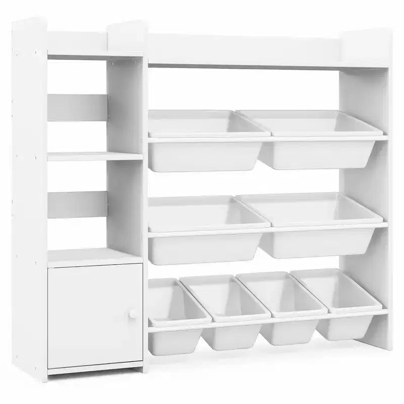 Costway 4-Tier Kids Toy Storage Organizer Bookshelf w/ 8 Toy Organizer Bins Door