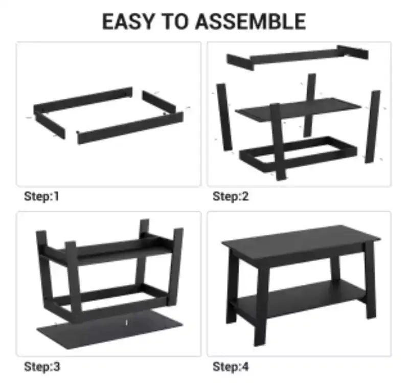 Coffee Table - MDF & PB Construction, Retro Finish for Living Room