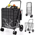 Costway Shopping Cart w/ Oxford Liner Folding Grocery Cart w/ Universal Front Wheels 32 Gal Large Capacity