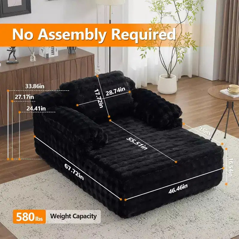 VINGLI Chaise Lounge Chair Boneless Couch Oversized Reading Chair Upholstered Bubble Fleece Cloud Couch Sofa Recliner Bed Comfy Sleeper Couches