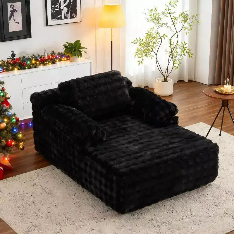 VINGLI Chaise Lounge Chair Boneless Couch Oversized Reading Chair Upholstered Bubble Fleece Cloud Couch Sofa Recliner Bed Comfy Sleeper Couches