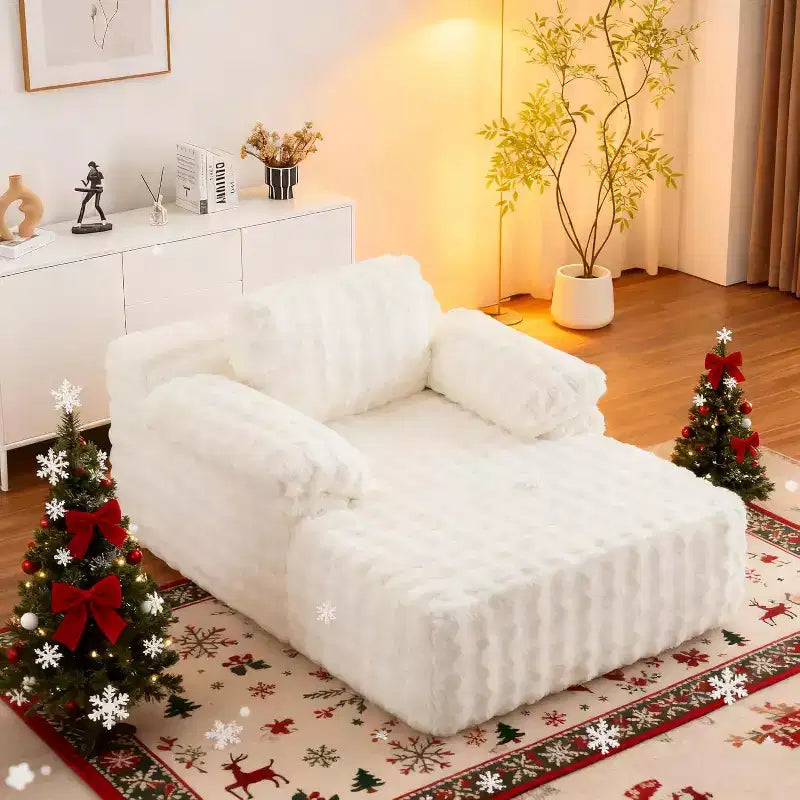 VINGLI Chaise Lounge Chair Boneless Couch Oversized Reading Chair Upholstered Bubble Fleece Cloud Couch Sofa Recliner Bed Comfy Sleeper Couches