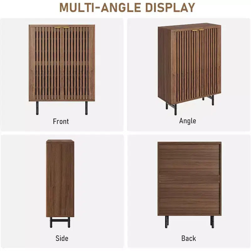 6-Tier Shoe Cabinet with Doors, Modern Farmhouse Entryway Organizer Holds 24 Pairs, Wooden Shoe Storage Rack
