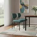 HomeRoots Set of Two Green and Black Chenille And Metal Partially Open Back Dining Side Chairs