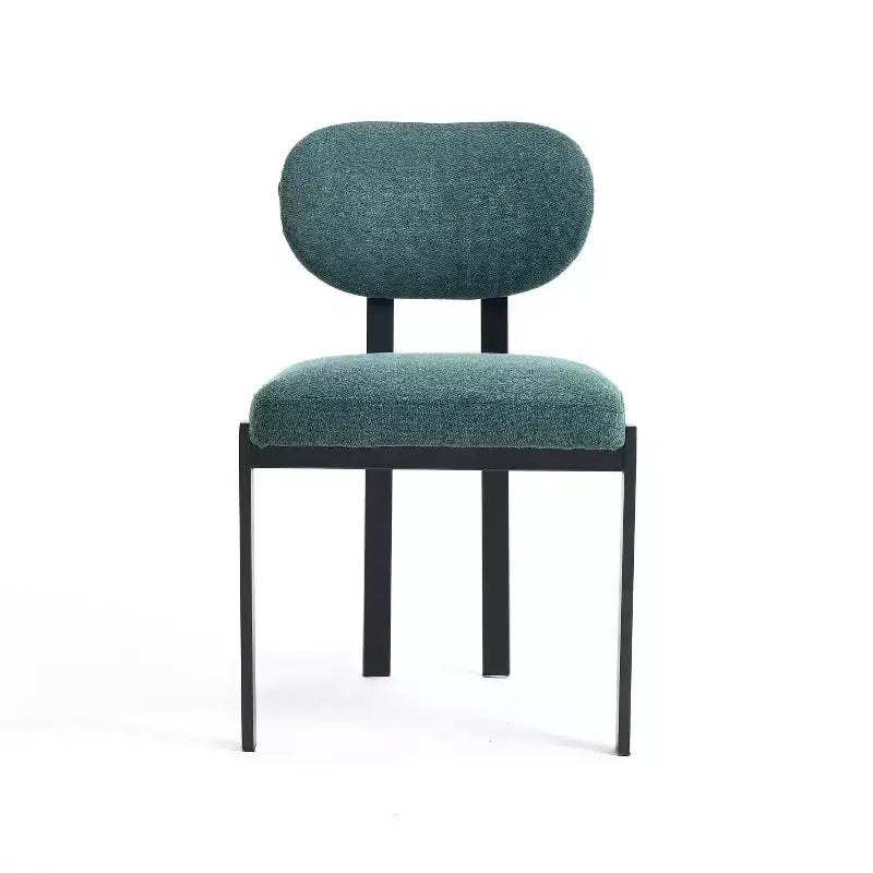 HomeRoots Set of Two Green and Black Chenille And Metal Partially Open Back Dining Side Chairs