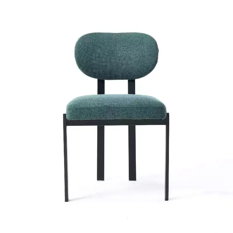 HomeRoots Set of Two Green and Black Chenille And Metal Partially Open Back Dining Side Chairs