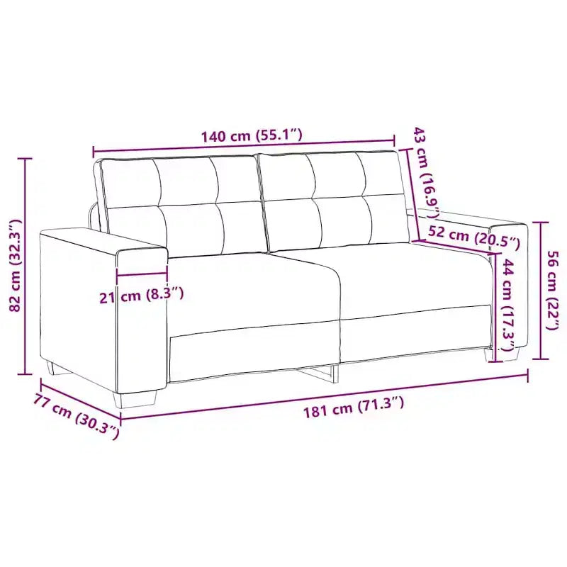 vidaXL 3-Seater Sofa Black 180 cm Fabric