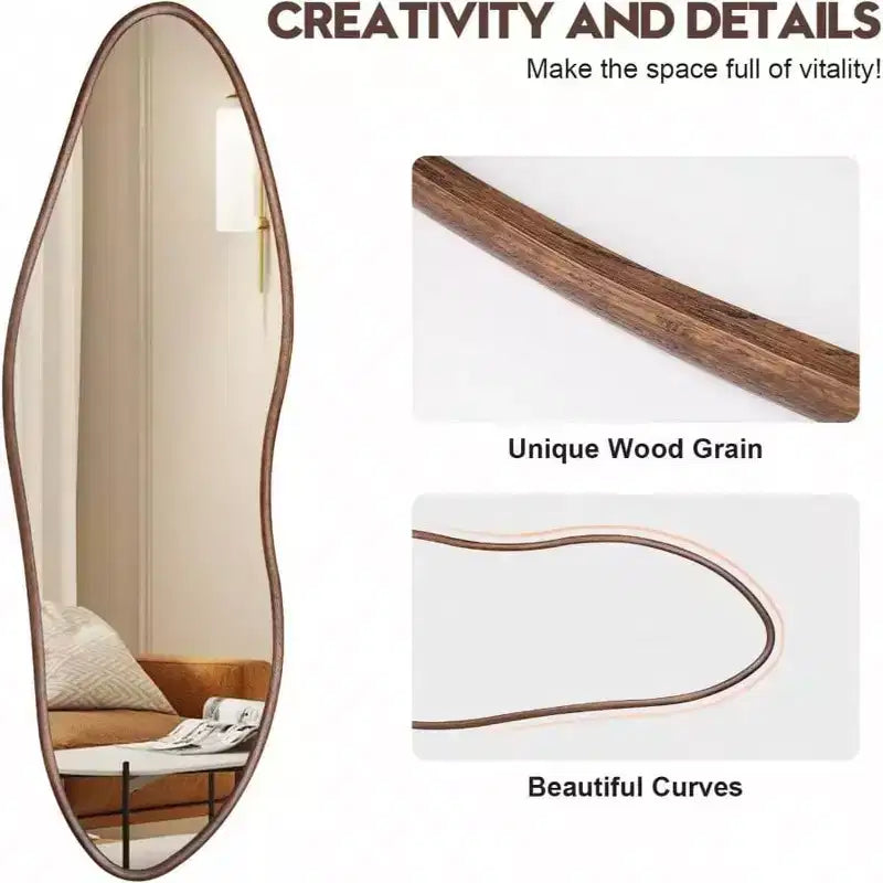 64x21 Rustic Farmhouse Mirror - Brown Wood, Full Length. Freestanding or Lean-To for Living Room, Bedroom, Entryway