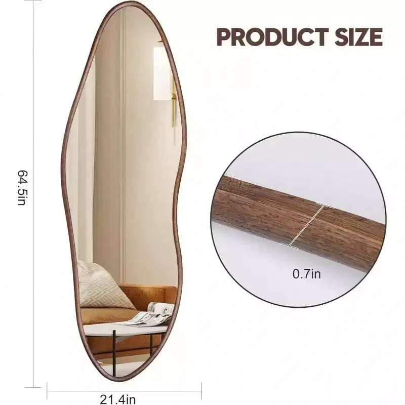64x21 Rustic Farmhouse Mirror - Brown Wood, Full Length. Freestanding or Lean-To for Living Room, Bedroom, Entryway