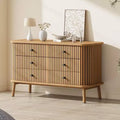 6 Drawer Dresser, Horizontal Chests of Double Drawers for Bedroom, Mid Century Dresser w/Wooden Legs, Storage Drawer Organizer for Closet, Hallway