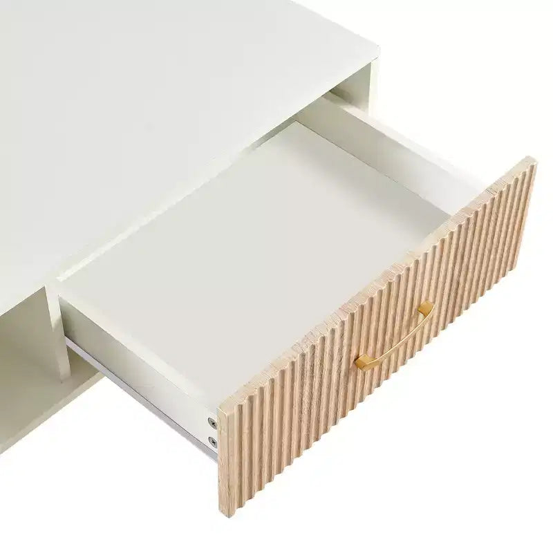TUYOHW Farmhouse Coffee Table with Sliding Drawer,40.9 Accent Table with Solid Wood Legs,Cocktail Table for Living Room,220lbs Capacity