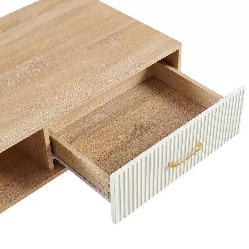 TUYOHW Farmhouse Coffee Table with Sliding Drawer,40.9 Accent Table with Solid Wood Legs,Cocktail Table for Living Room,220lbs Capacity