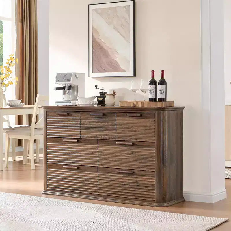GDFStudio Naero 52'' Modern Wooden 7-Drawer Fluted Dresser with Curved Design