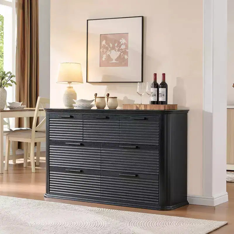 GDFStudio Naero 52'' Modern Wooden 7-Drawer Fluted Dresser with Curved Design