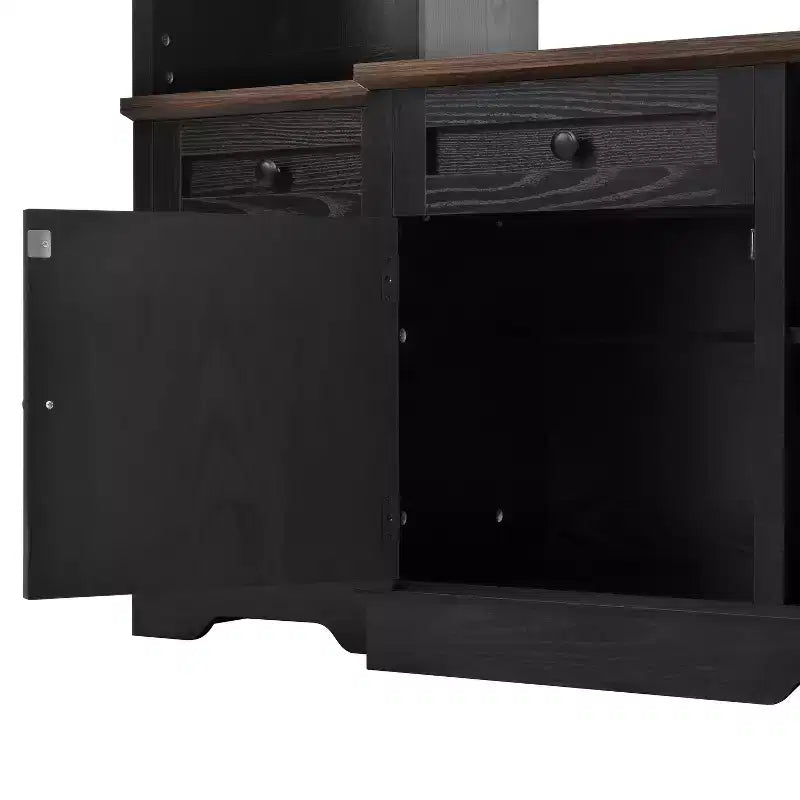 Farmhouse Wall Unit Entertainment Center, TV Stand Fits Up to 80 TVs, Media Console with Barn Doors & Adjustable Shelves - ModernLuxe