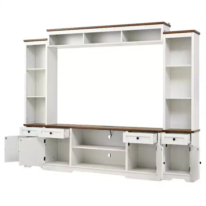 Farmhouse Wall Unit Entertainment Center, TV Stand Fits Up to 80 TVs, Media Console with Barn Doors & Adjustable Shelves - ModernLuxe