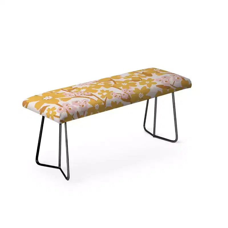 ThirtyOne Illustrations Wildflowers in Turmeric Bench Yellow - Deny Designs