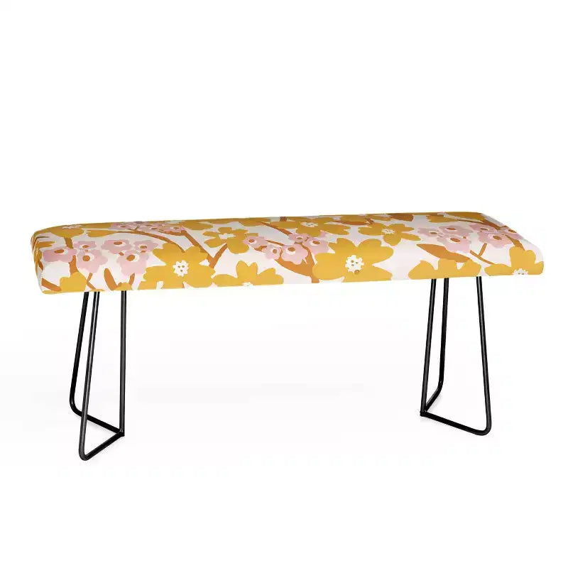 ThirtyOne Illustrations Wildflowers in Turmeric Bench Yellow - Deny Designs