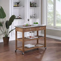 Sonoma Kitchen Cart with Stainless Steel Top Wire Brush Barnwood Brown - Boraam: Mid-Century Modern, 2 Drawers, 2 Shelves