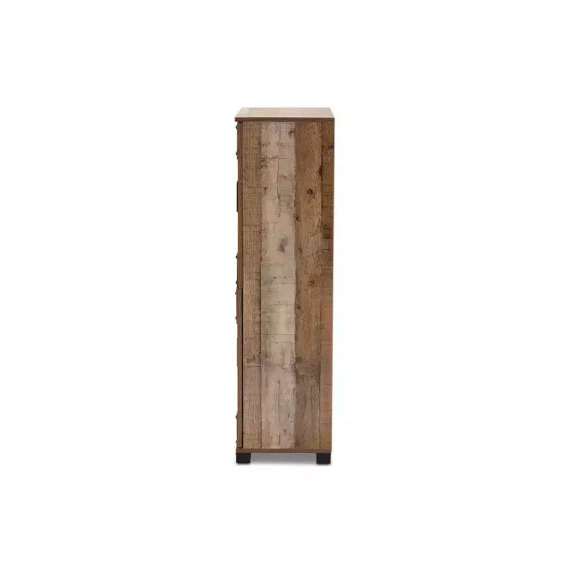 4 Door Cyrille Wood Shoe Cabinet Brown - Baxton Studio: Particle Board Construction, Freestanding Storage for 10 Pairs