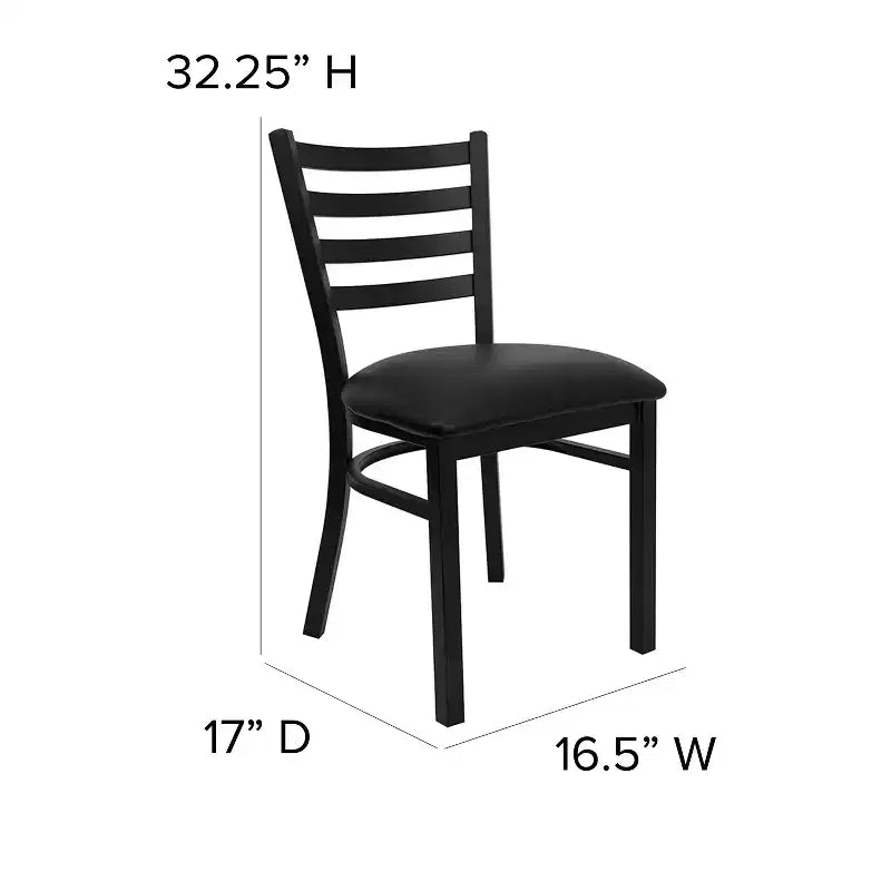 Emma and Oliver 2 Pack Ladder Back Metal Restaurant Chair